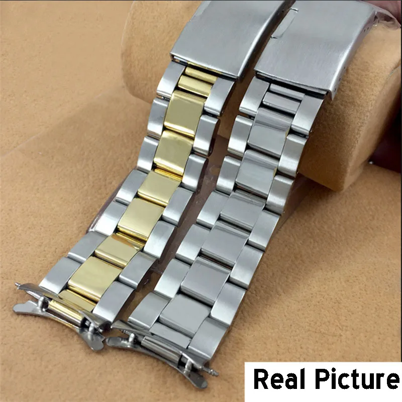 Curved End Solid Stainless Steel Diving Watch Band 16 18 19 20mm 22 24 26mm Metal Wrist Watch Strap Bracelet W Tools Accessories