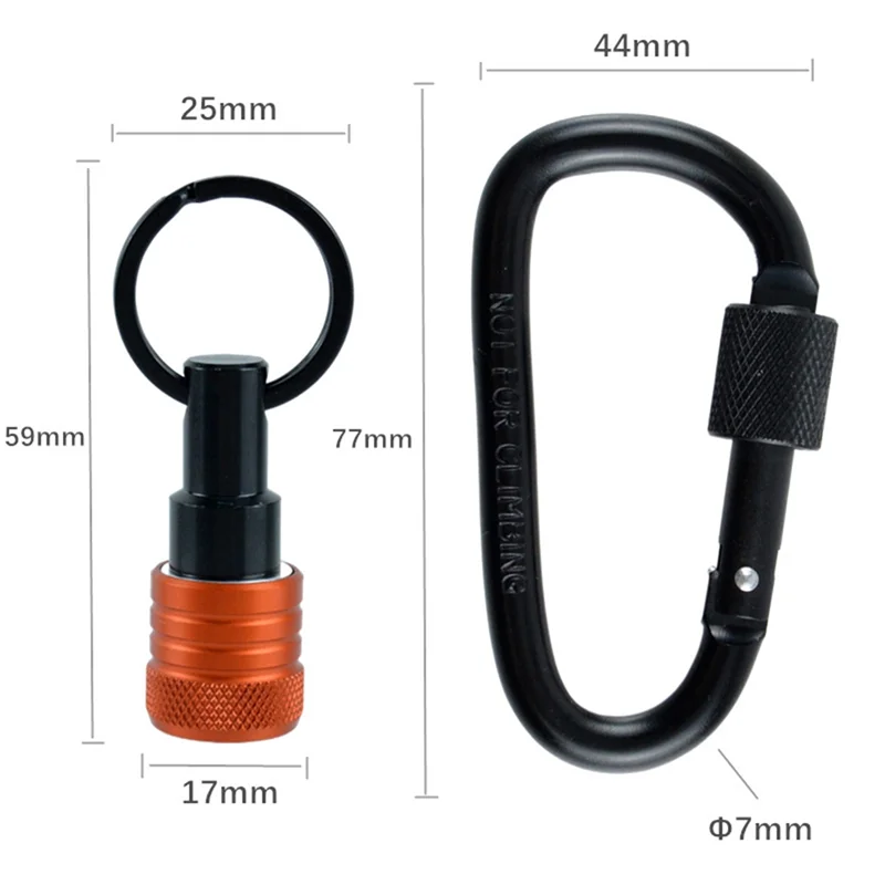 سلسلة مفاتيح حامل A55F-Bit 6 قطع -1/4 بوصة حامل لقمة عرقوب سداسية - لمفك الجوز ومفك البراغي ولقم الثقب، تتضمن حلقة تسلق المفاتيح #6