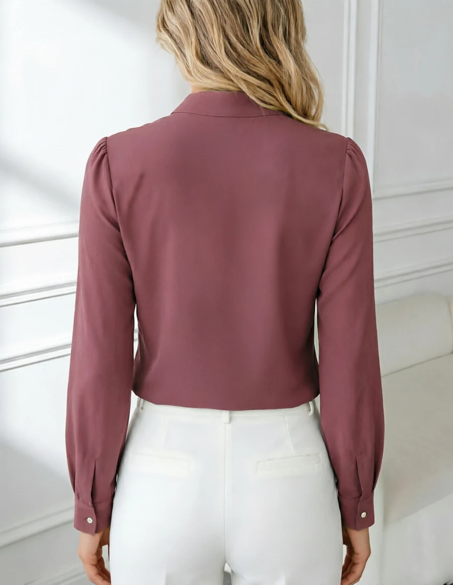 Elegante, lässige Damenbluse mit langen Ärmeln – perfekt für den Wochenendurlaub – Detail 2