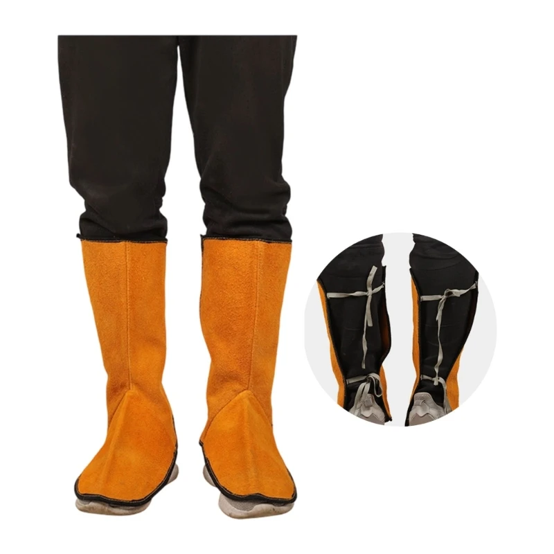  Over Shoe Leg Covers for Welding Work, Leather Lower Leg Gaiters for Cutting, Grinding, and Workshop Floor Use