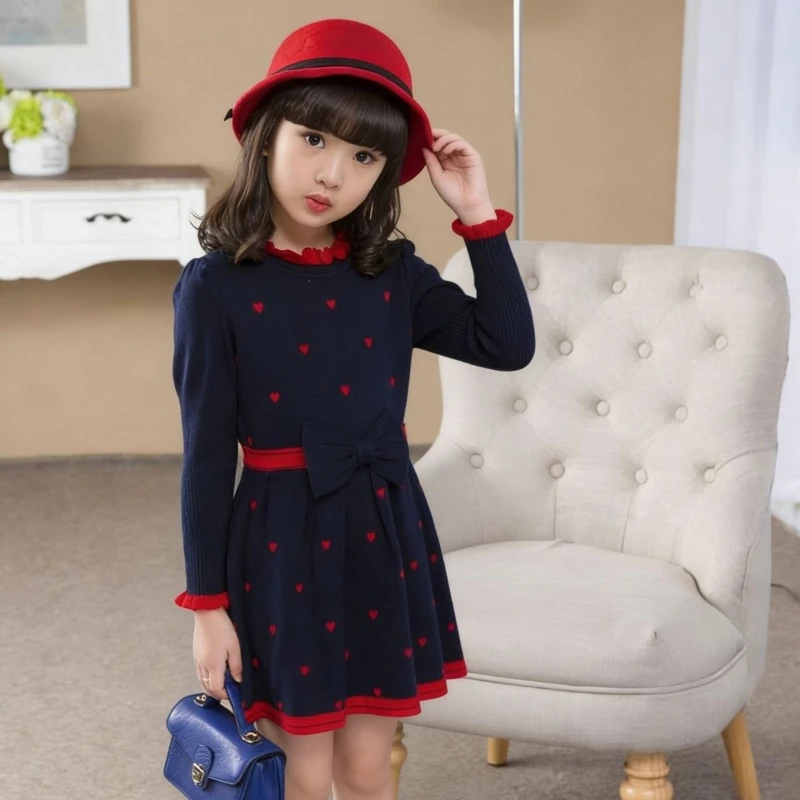 2026 Autumn Winter Bow Heart Patchwork Princess Dress Korean Elegant Women Dress 4