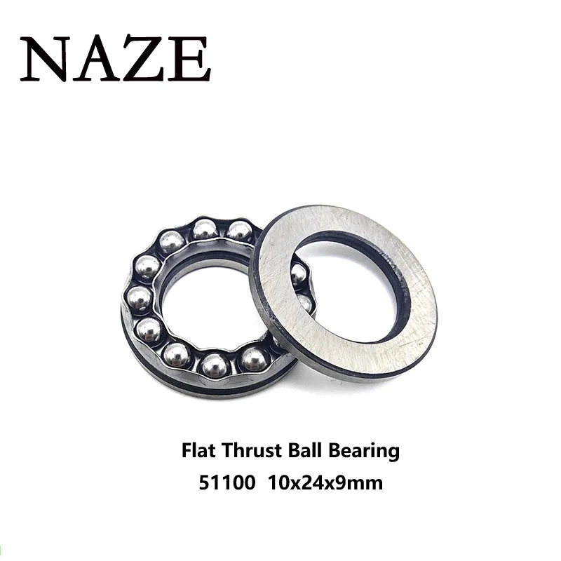 2PCS 51100 Planar Thrust Ball Bearing High Quality Bearing Steel 51100 10x24x9mm Precision Mechanical Parts For Industrial Use