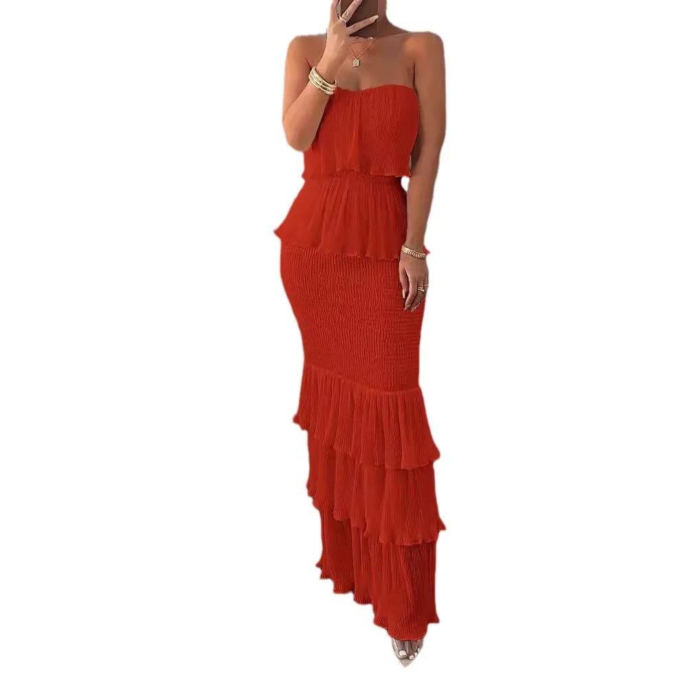 Women Chic Tassel Spaghetti Strap Long Dress Sexy Hollow Out High Waist Bodycon Vestidos Female Vacation Beach Party Robe