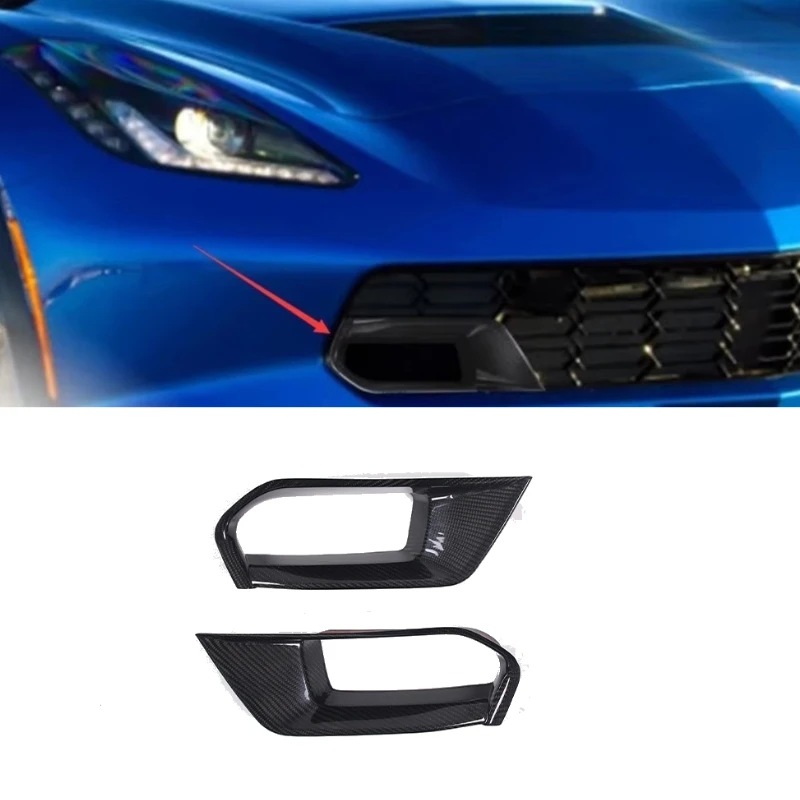 

metyoucar For Chevrolet Corvette C7 2014-2019 Real Carbon fiber Car Front Grille Both sides Ducts Trim covers Car Accessories