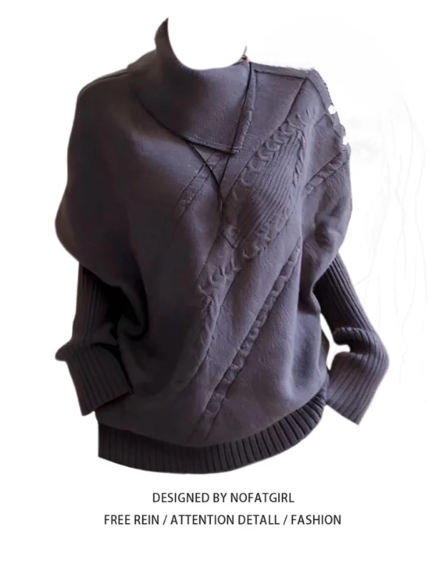 

plus Size Women's Korean Sle Vintage Twisted Knit Sweater with Buttons Autumn Winter Cowl Ne Long Sve Top