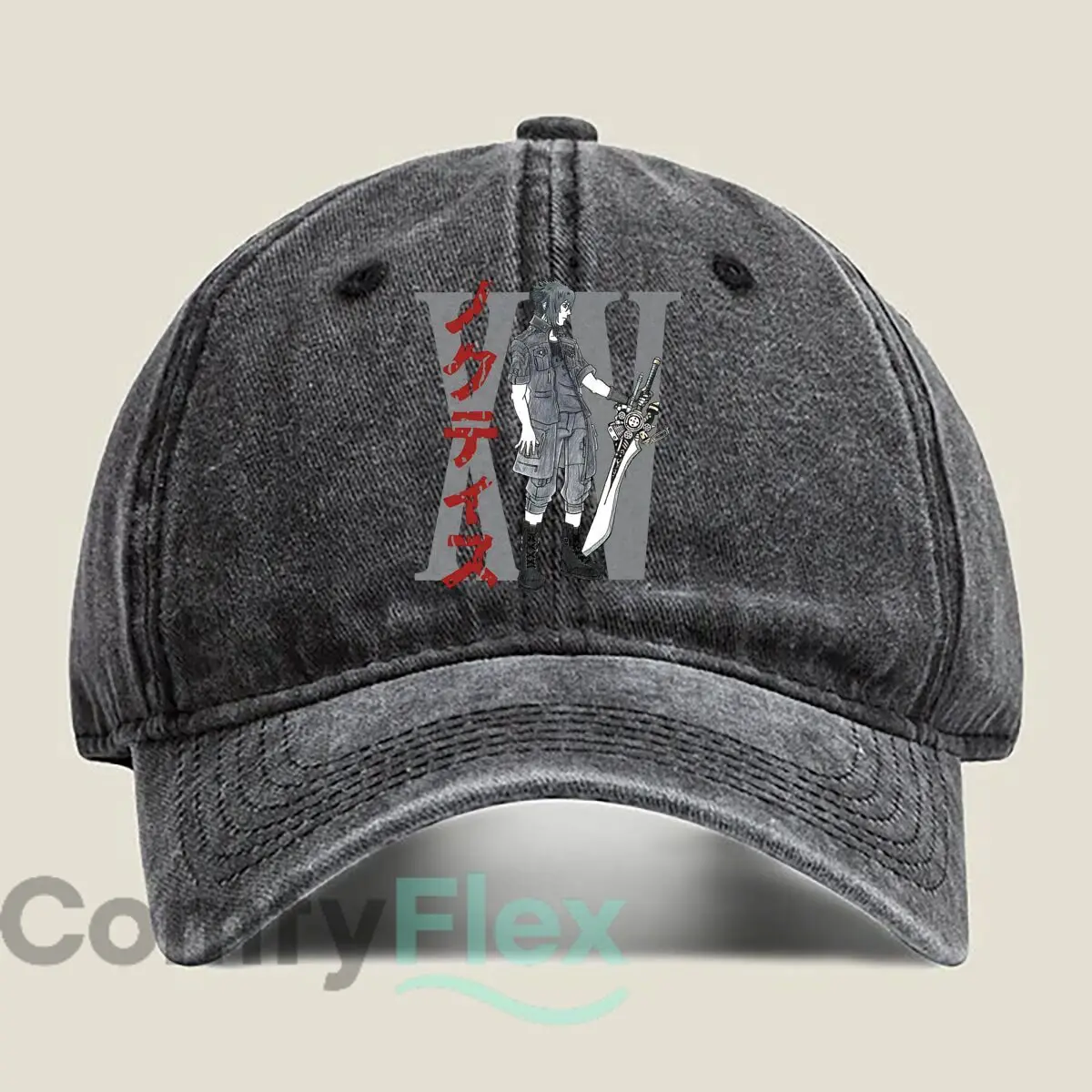 Anime Character with Roman Numeral Fashion Washed Baseball Cap Hat Outdoor Activities