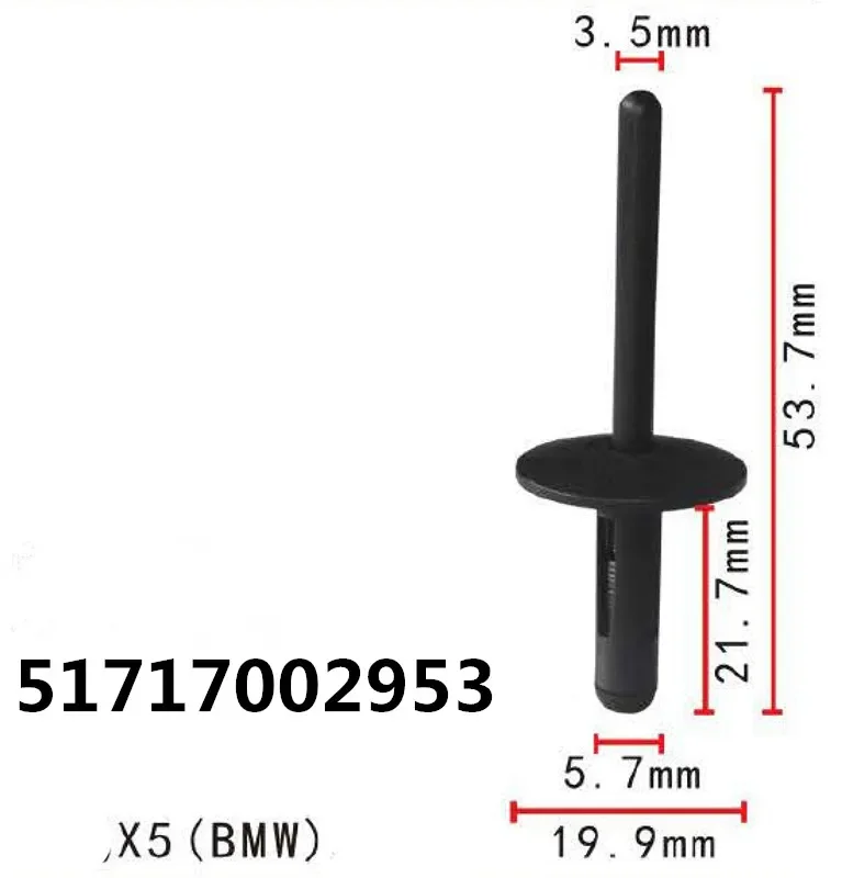 100Pcs Bumper Fender 6mm Hole Plastic Rivets Fasteners 51717002953 51777171004   Auto Inside Decorative Retaining Clip