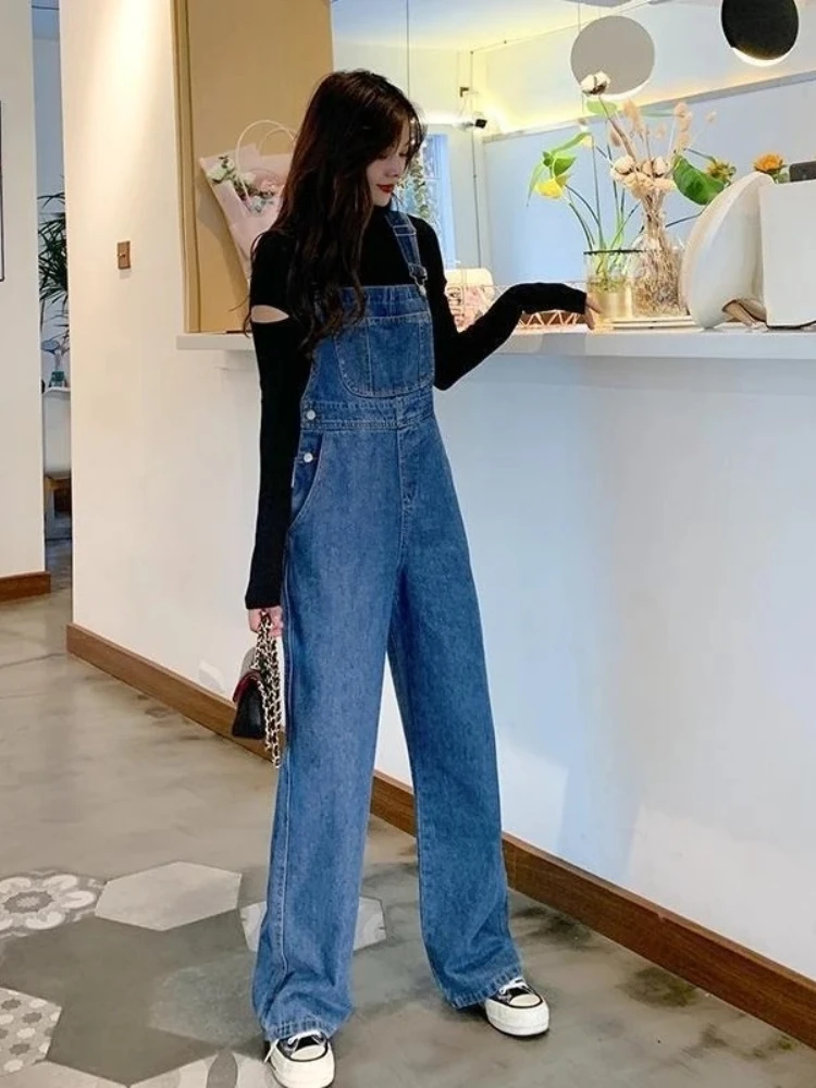 Niche Women's High Waist Loose Fit Wide Leg Denim Overalls Design Sense Workwear Style Autumn Winter 2026 New Arrival