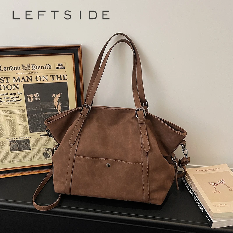 

Женская сумка-тоут LEFTSIDE из искусственной кожи большой вместимости, ретро-стиль, повседневная, для офиса, через плечо, 2026. Сумки и кошельки.