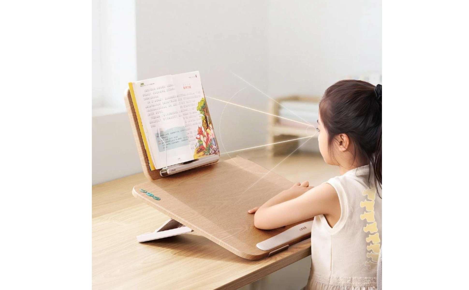 Study Board with Book-Rest Ergonomic Writing Board with Reading Rack Adjustable Writing Slope Stable Desktop Book Stand Compact
