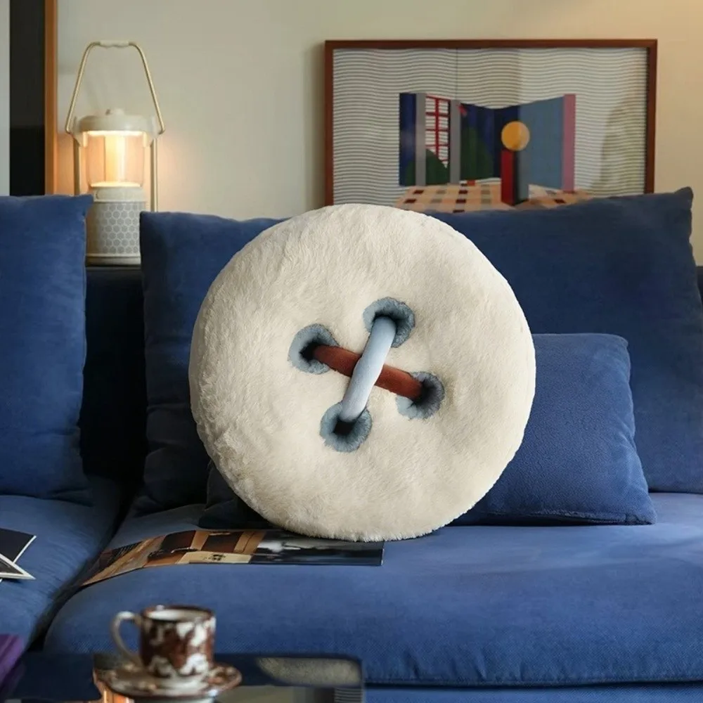 Creative Round Button Accent Pillow Fluffy Texture Decorative Sofa Cushion Soft Simulation Button Pillow Bay Window