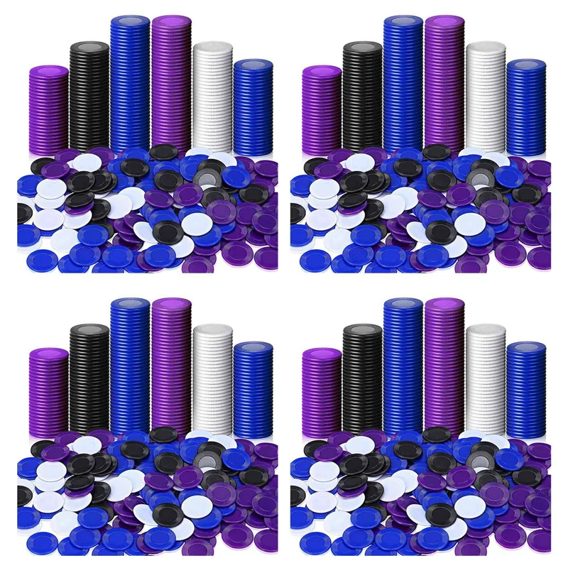 ABUO-1600 Pieces Plastic Poker Chips Game Chips 4 Colors Counter Card For Game Playing Counting Bingo Game Chips Card, 2
