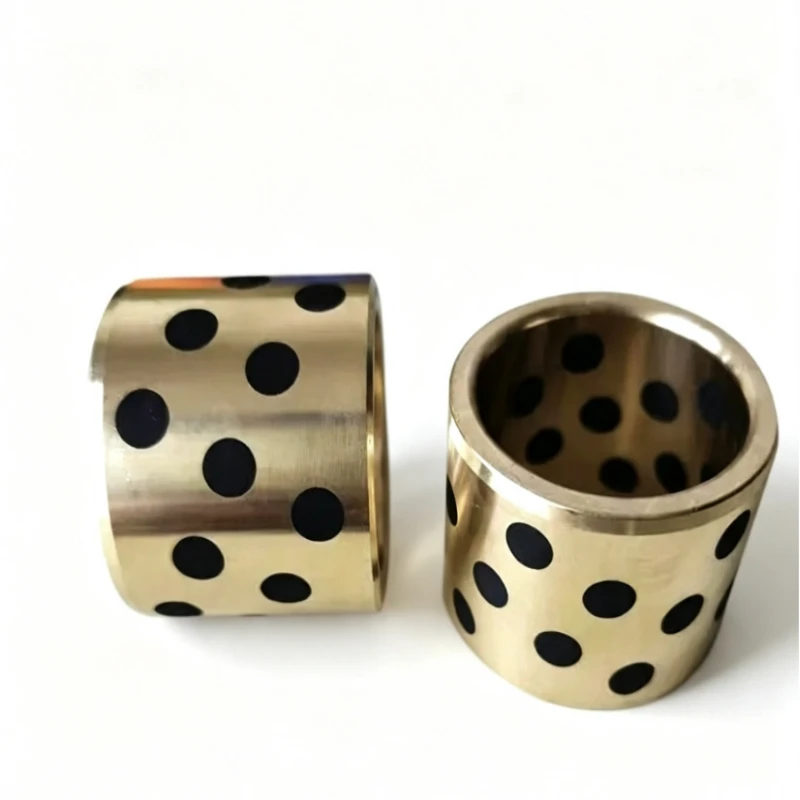 Solid Lubricant Embedded Bronze Bushing, High Hardness Graphite Brass Bearing Sleeve, Oil-Free Self-Lubricating Guide Bush for 3