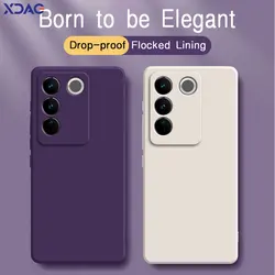 Square Liquid Silicone Phone Covers for VIVO V27 Pro V27e 360 Lens Protective Shockproof Sports Phone Cover VIVOV27 V27Pro Cases