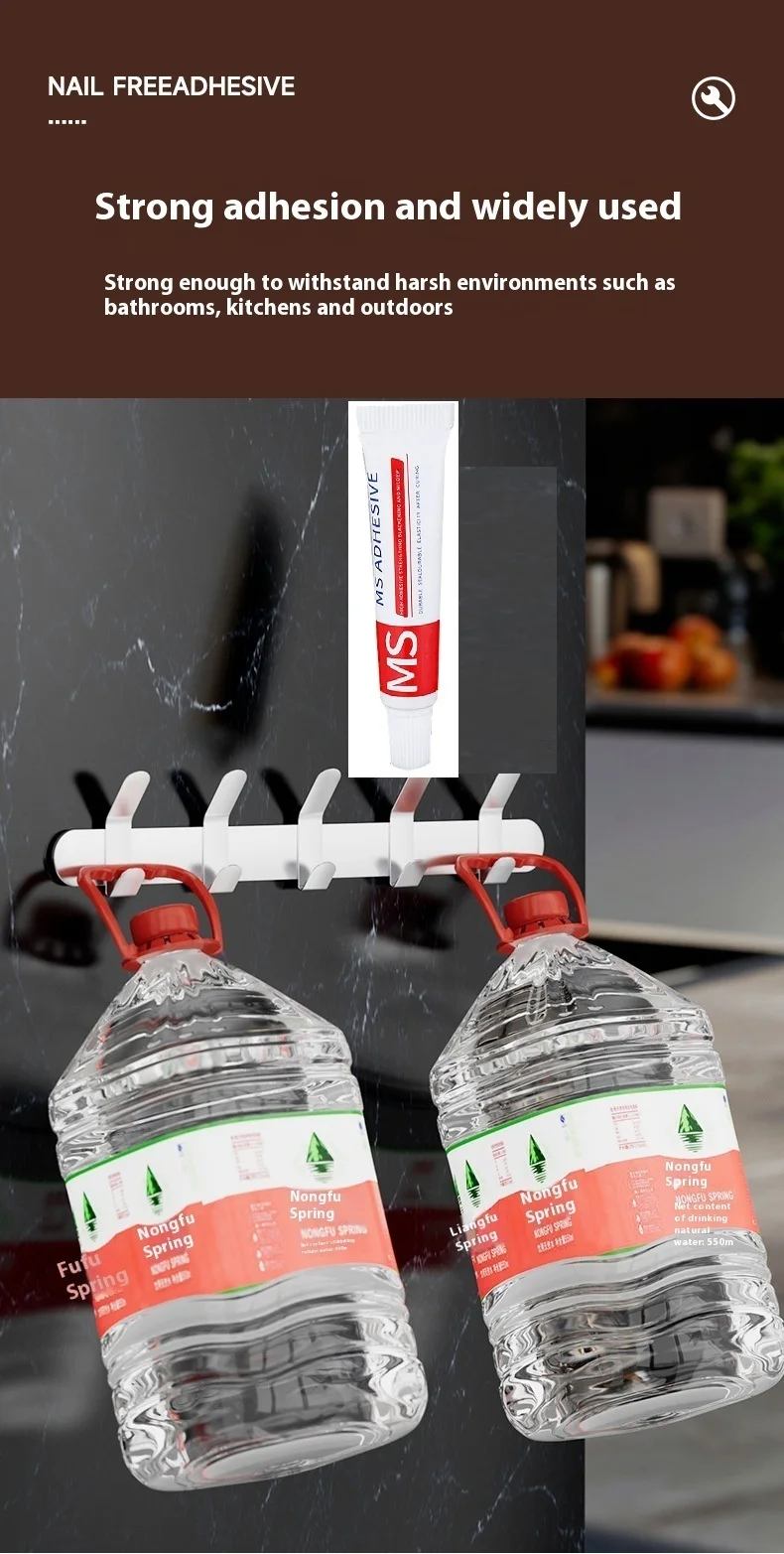 욕실 주방 강력 무타공 접착제, 방수 및 곰팡이 방지 못 없는 벽걸이용 접착제, 샤워 랙(헤비 듀티)