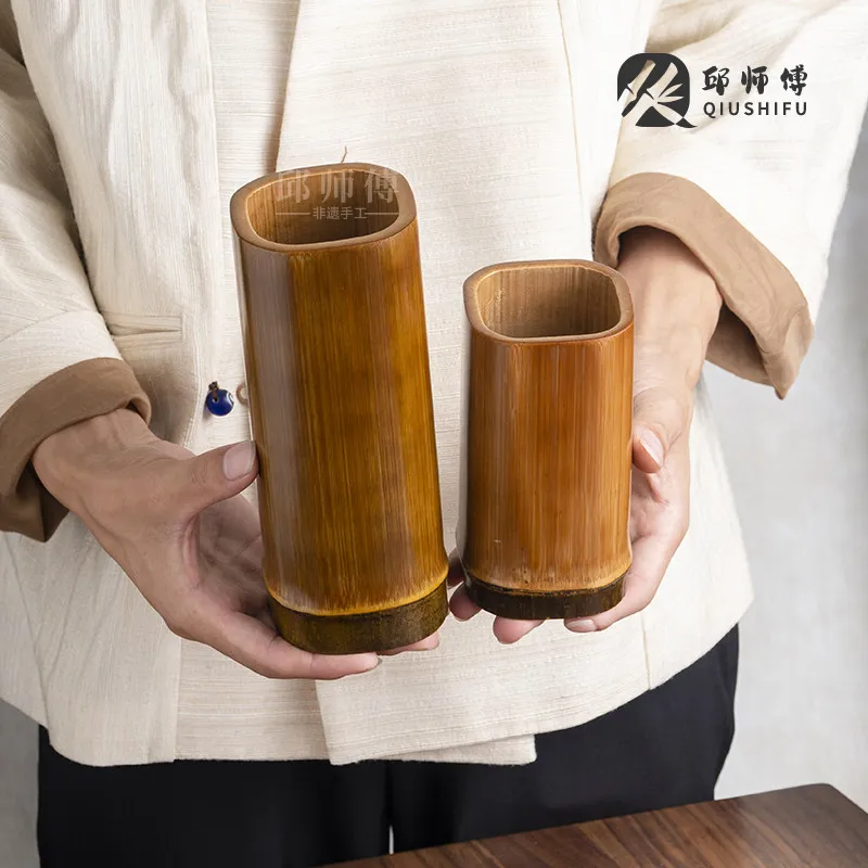 ✨ Zen Style Bamboo Pen Holder Natural Wooden Desk Organizer Japanese Tea Storage Tube Minimalist Office Supplies Home Decor