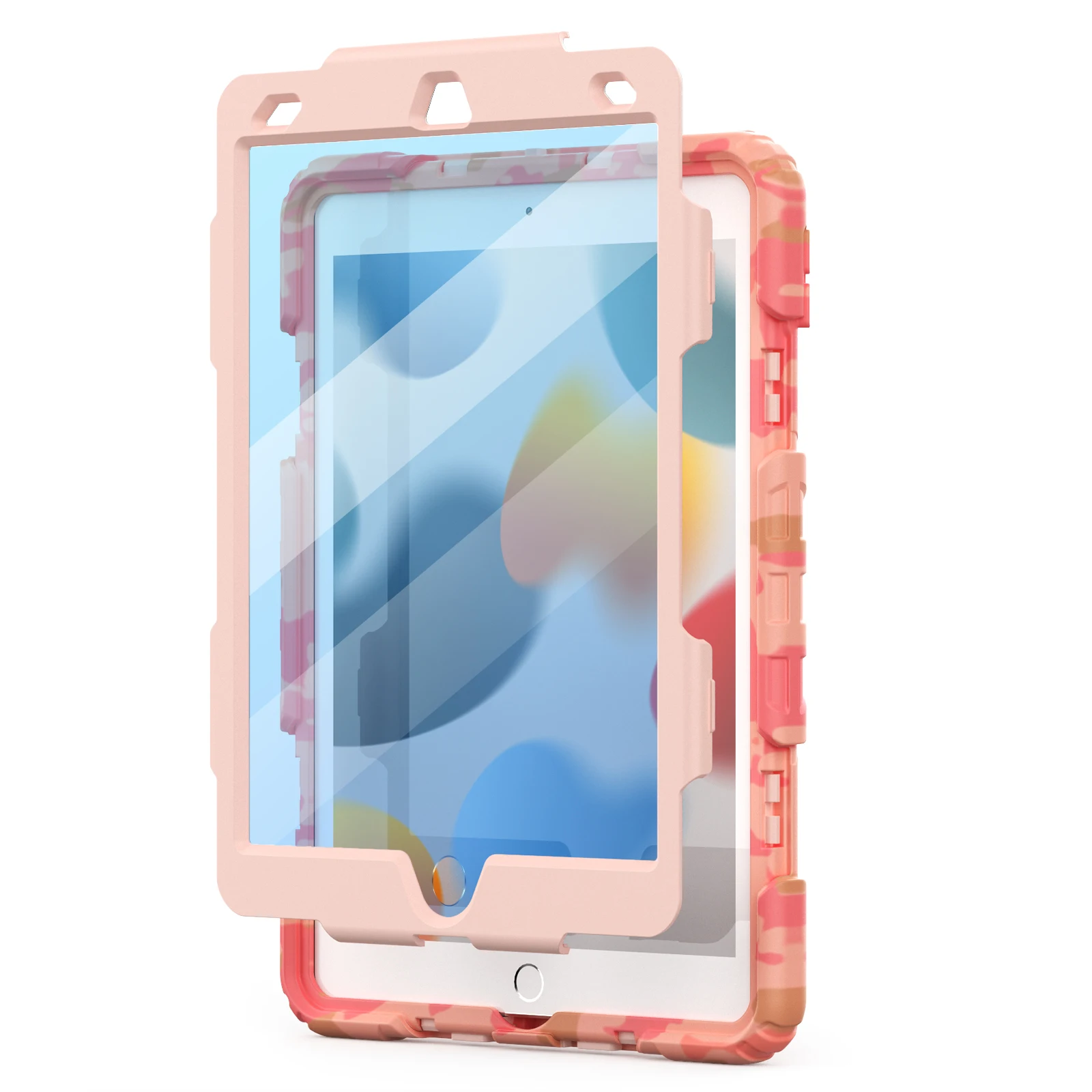 Capa protetora resistente para iPad 10.2 7th 8th 9th Capa para tablet à prova de choque de 10,2 polegadas com película protetora PET e alça de ombro