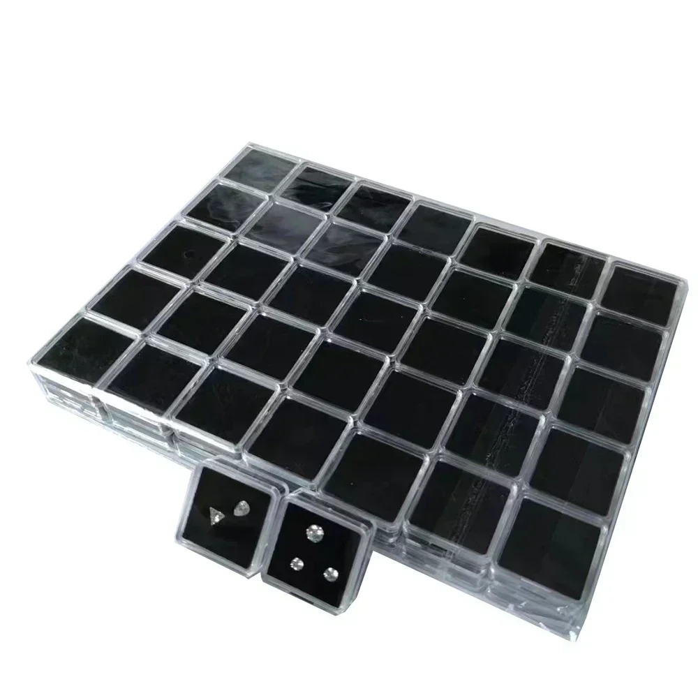 Loose Diamond Storage Box Transparent Gemstone Organizer Stone Container Precious Stones Gem Piercing Jewelry Display Box 70Pcs