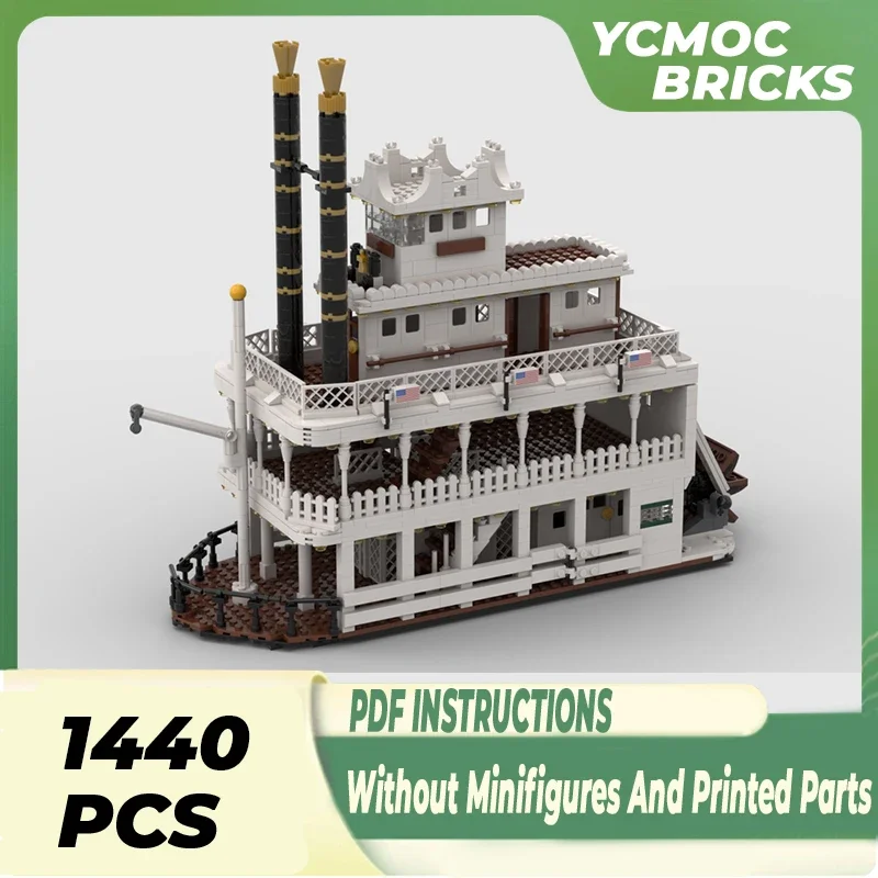 

Moc Building Blocks Ship Series Western Paddle Steamer Technical Bricks DIY Assembly Construction Toys For Childr Holiday Gifts