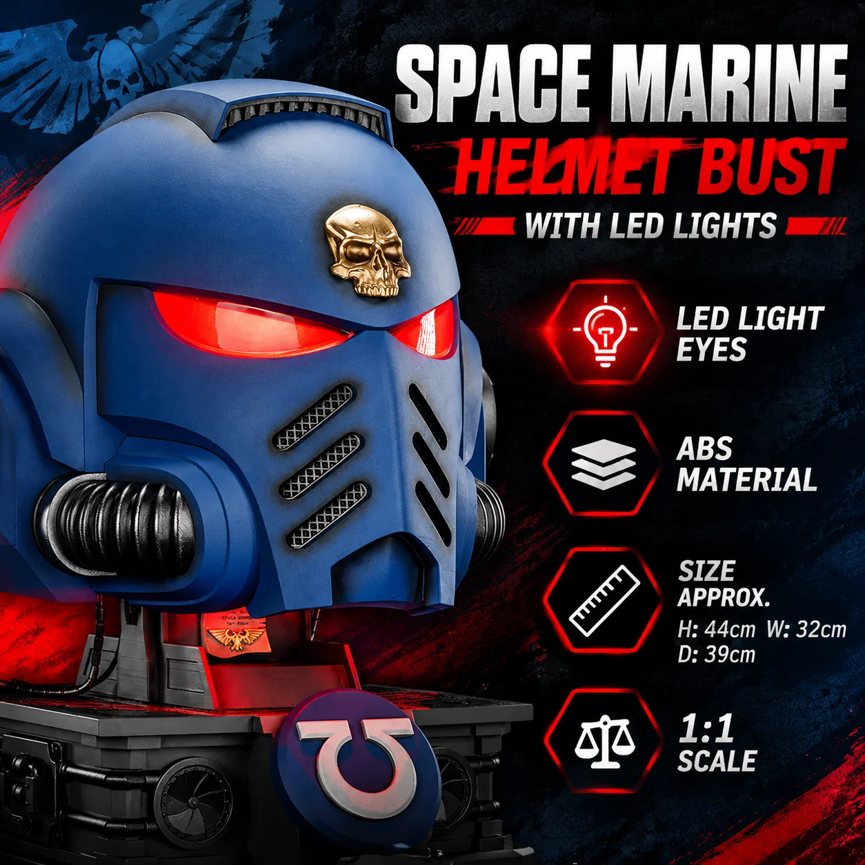 JOYTOY Warhammer 40k Ultramarines Mkx Helmet 1 1 Scale Collectible Model Figure With Display Base Surprise Gifts For Fans