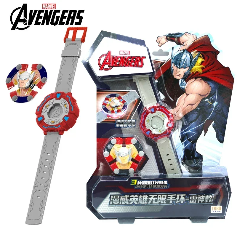 New Marvel Avengers Thor Style 2 Pcs Fidget Spinner Wristband Three Kinds of Glare Movie Peripheral Toy Set Boy Birthday Gifts