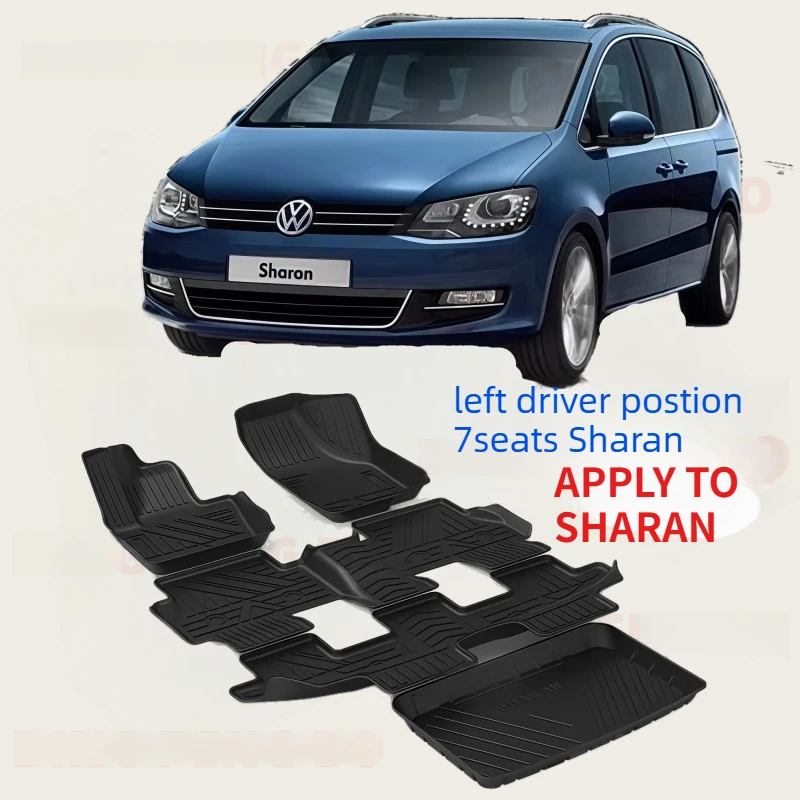 Für Volkswagen Sharan Maßgefertigte Allwetter-TPO-Bodenmatte für Sharan 2012–2019 Wasserdichte Kofferraummatte Autofußmatte