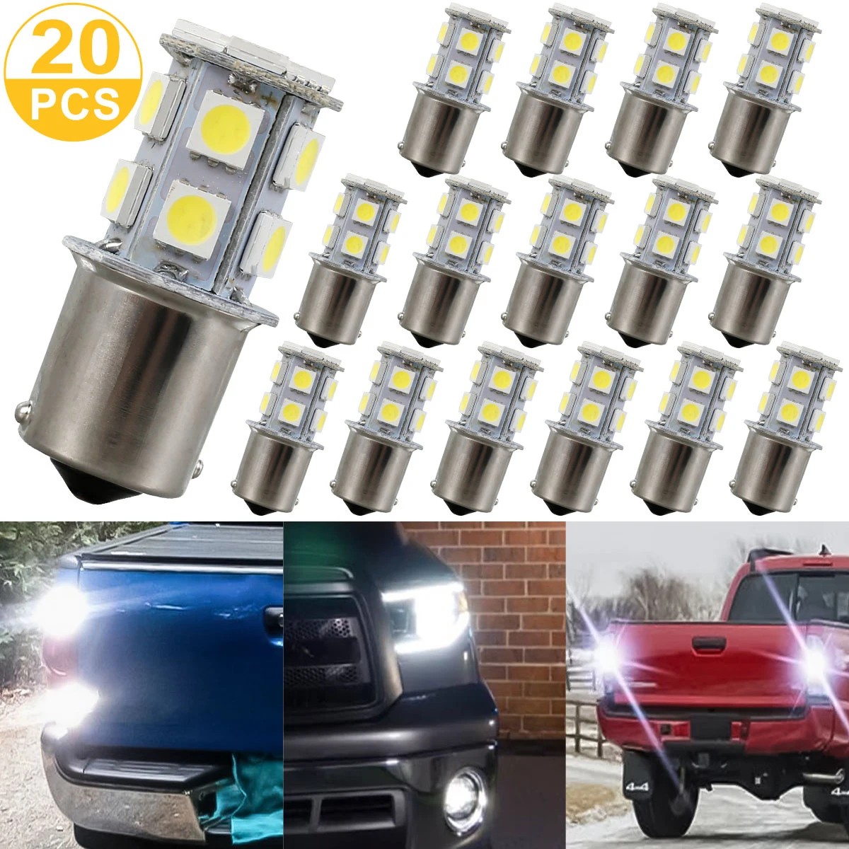 20Pcs LED Bulb 1156 1141 RV Interior LED Light Bulb Set 12V 6000K 13-SMD Bright Car Backup Reverse Light Bulb Stable Camper Turn