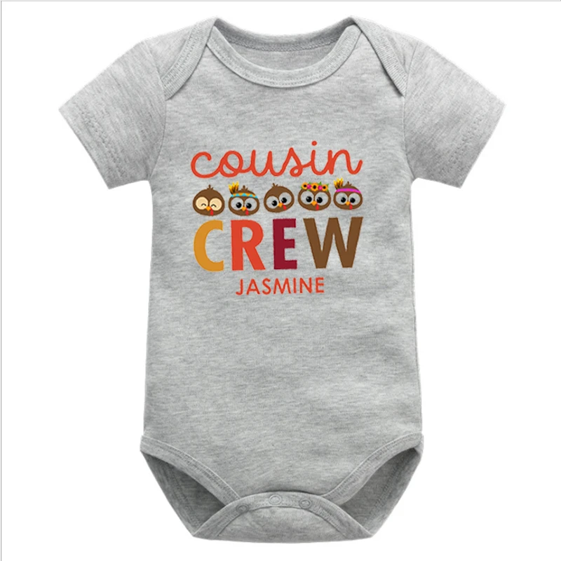 Cousin Turkey  Newborn Clothes Baby Girl Fall Thanksgiving Outfit Personalized Baby Knitted Romper Fashion Cotton Shirt