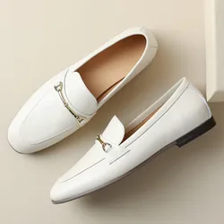 Women's cow leather round toe slip-on ballet flats leisure soft comfortable espadrilles high quality four season moccasins shoes