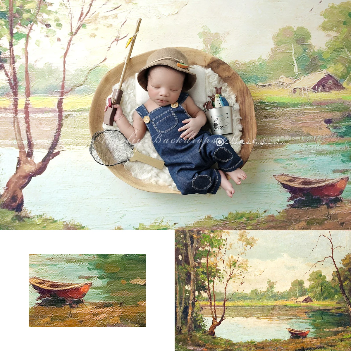 

Lakeside Wooden House Backgrounds Cake Smash Kids Adult Photography Props Child Baby Lake Wooden Boat Decors Photo Backdrops