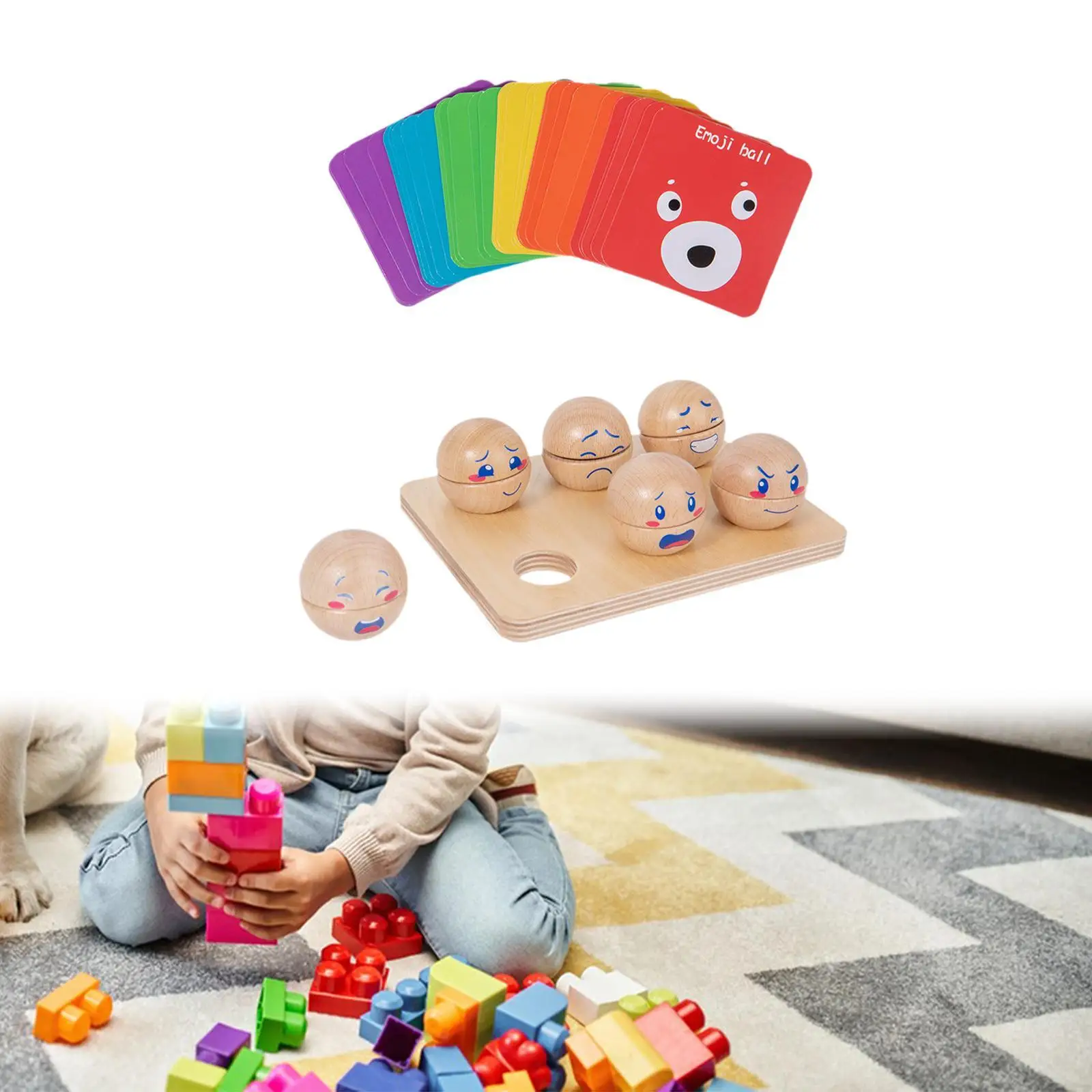 Emotion Expression Egg Toy Wooden Early Education Puzzle Toy Girls Boys Kids