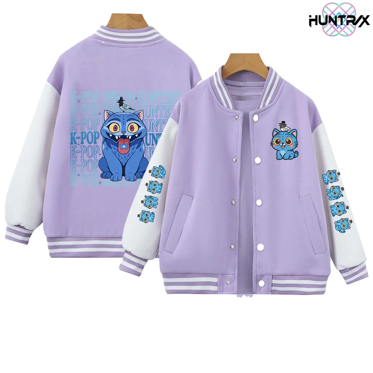 

K-Pop Demon Hunters Kids Baseball Jacket Spring Autumn Coats for Girls Huntrx Rumi Costumes Harajuku Children's Clothing Uniform