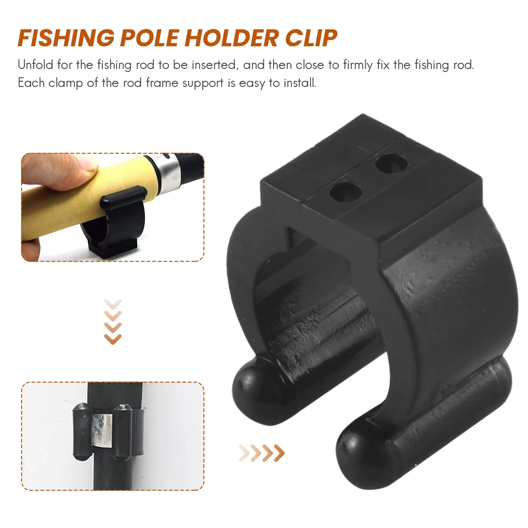 A98U 20 Pcs Fishing Pole Rod Holder Clips Black 16Mm Inside Dia Fishing Rod Storage Clips