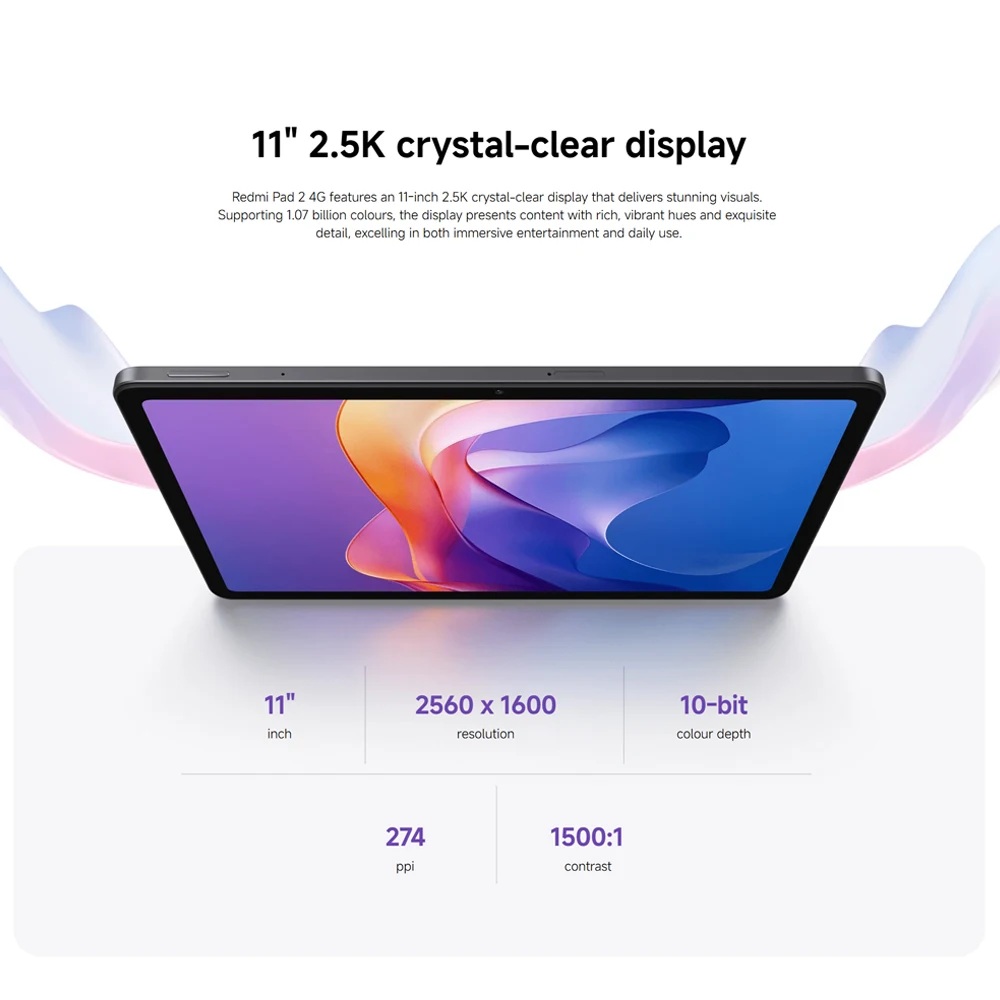 Versione globale Xiaomi Redmi Pad 2 4G Advanced Helio G100-Ultra 11" 2.5K display cristallino Batteria 9000mAh Ricarica rapida 18W