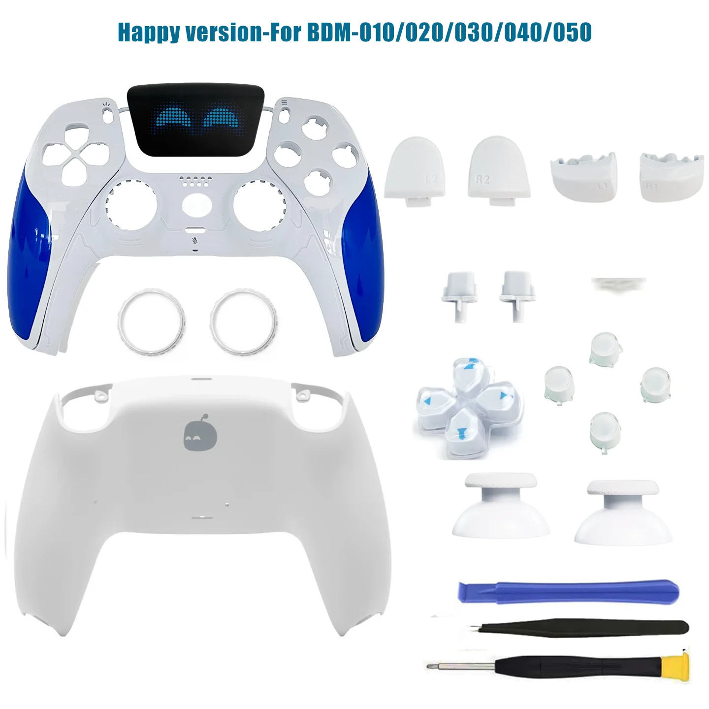 Coque de remplacement pour manette PS5 BDM-010/020/030/040/050 – Coque avant et arrière, pavé tactile, capuchons 3D, boutons de déclenchement colorés