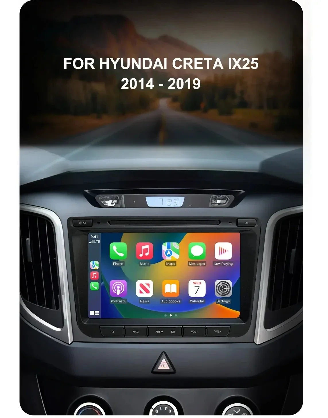 CarPlay 8'' Android 13.0 Car Android Player 8GB 256G multimedia car radio stereo GPS WiFi For Hyundai Creta IX25 2015 - 2019