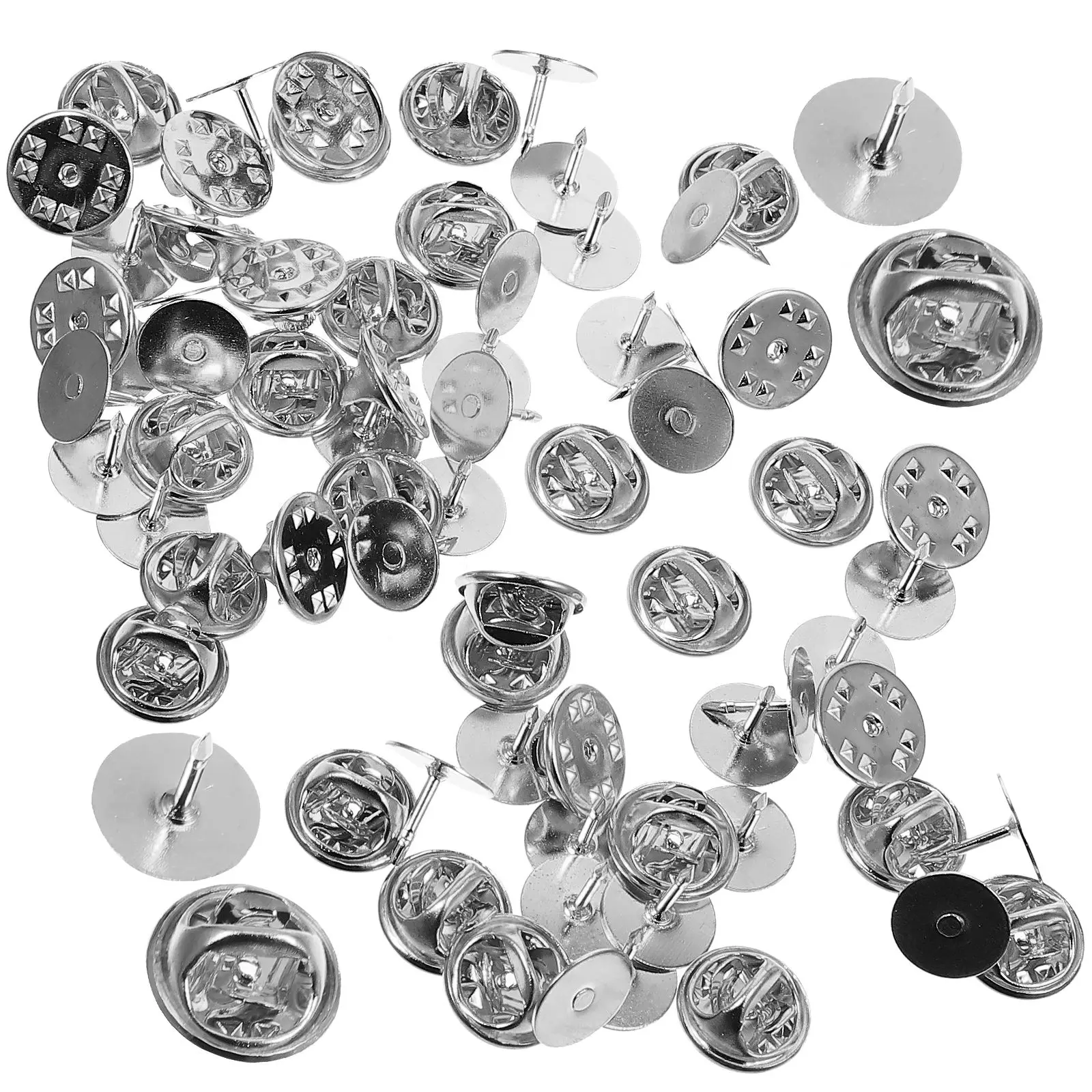 50PcsClutch Tie Tacks Blank with Clutch Back Round Pin Tie Tacks Blank Pins Chrome with Clutch Back for Jewelry Making Suppli