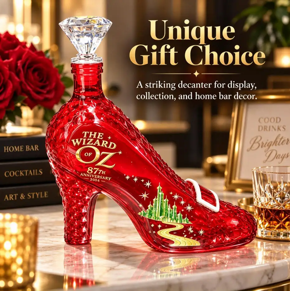 Handcrafted Red High Heel Shoe Spirits Decanter Diamond Cut Stopper Empty Wine Bottle Home Desktop Barware Collectible Ornament