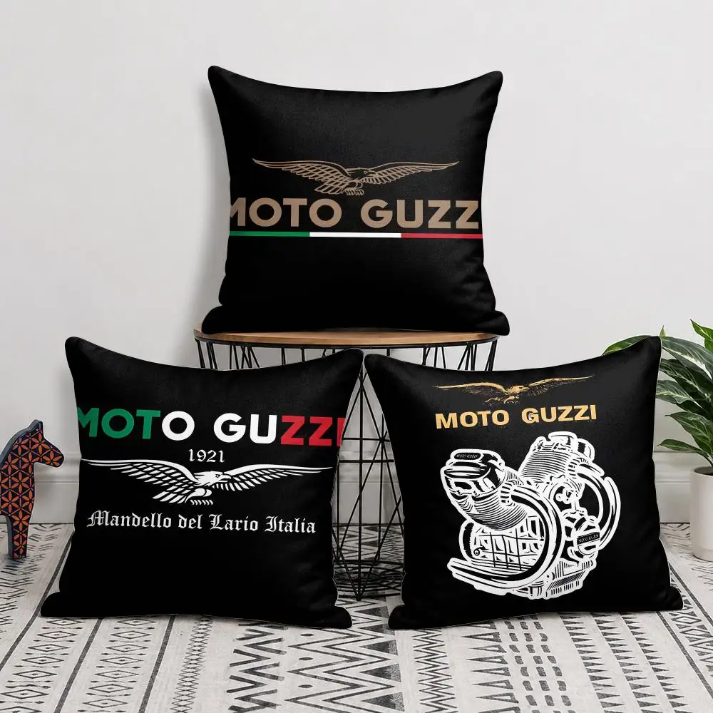 Simple Logo M-Moto G-Guzzi Cushion Cover Wrinkle-Resistant Short Plush Pillow Case Breathable Machine-Washable