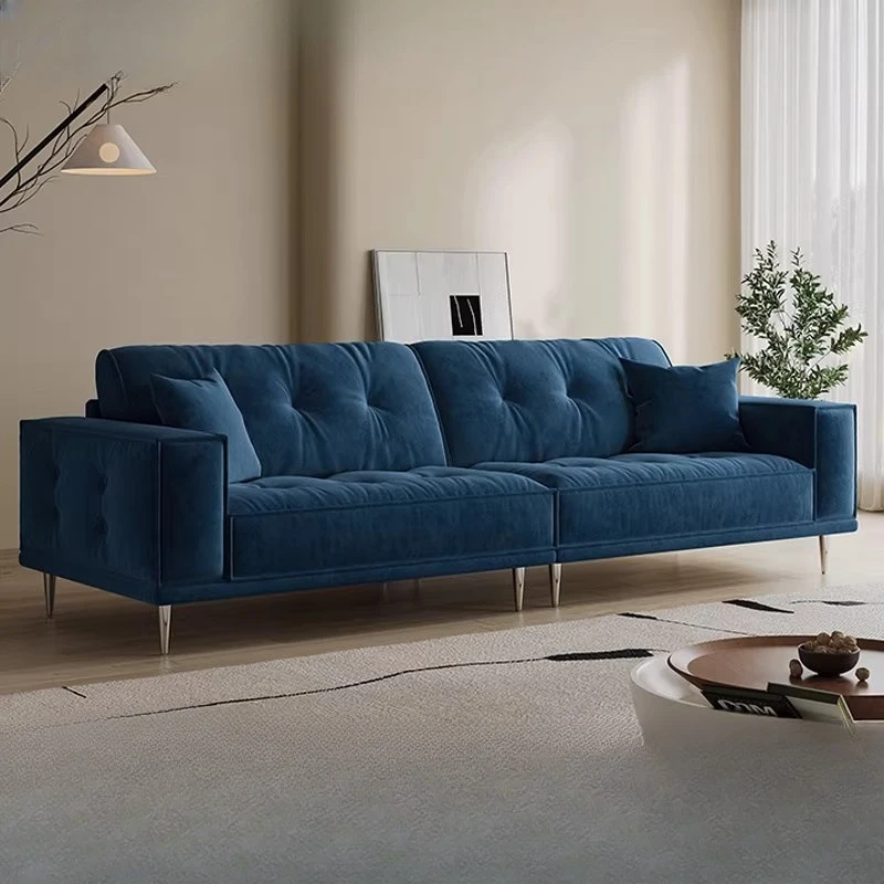 

Retro tofu block sofa living room home antique chenille fabric sofa small apartment straight row