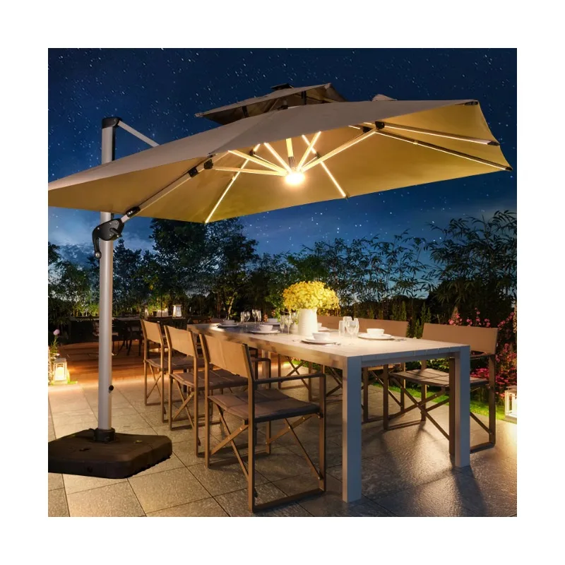 

Factory Price Wholesale Luxury Restaurant Big Size Garden Solar Parasol Umbrella Patio Umbrellas & Bases
