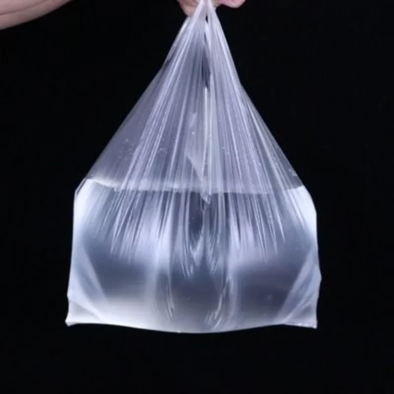 100Pcs Supermarket Plastic Bags with Handle Useful Plastic Storage Transparent Shopping Bag Roll Food Packaging Keep Fresh Tools