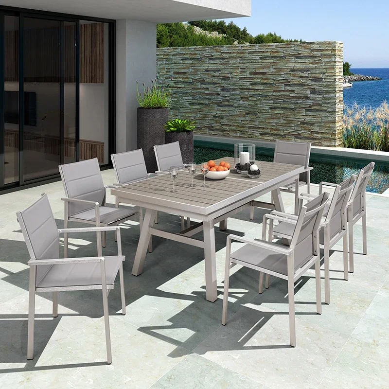 Purple leaves outdoor leisure tables, chairs, courtyards, telescopic tables, villas, plastic wooden dining tables and chairs