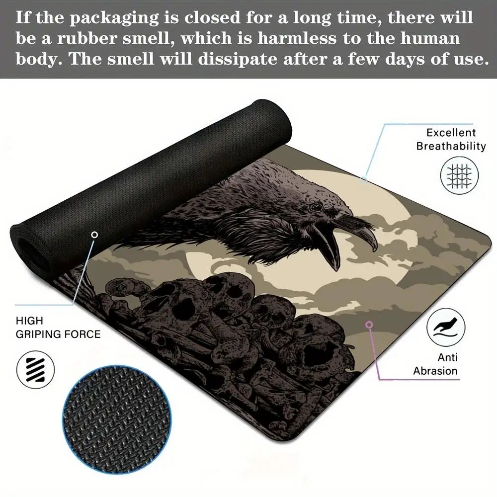 موضوع الغربان في ukiyo-e Mouse Pad Desk Mat حصير الألعاب ملحقات مكتب مطاطية مضادة للانزلاق مناسبة للمكتب والألعاب