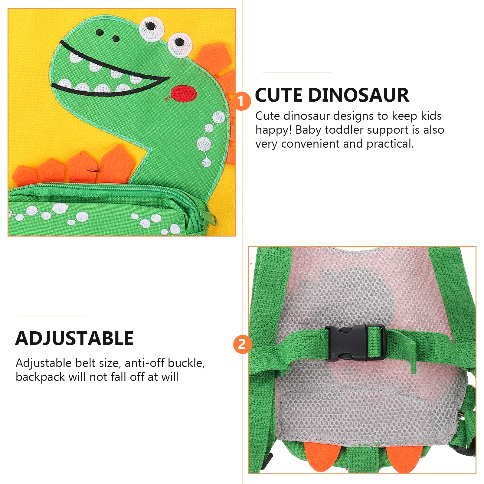 

Toddler Anti Lost Strap Baby Walking Harness Kids Safety Leash Oxford Cloth Yellow Dinosaur 150cm Adjustable Child Tether Baby