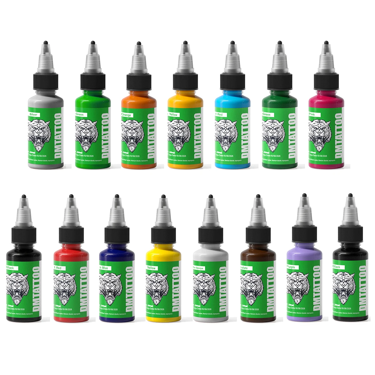 

DM 30ml Tattoo Ink 15 Colors Natural Plant Extract Pigment Body Painting Long Lasting No Color Loss Professional Tattoo Ink