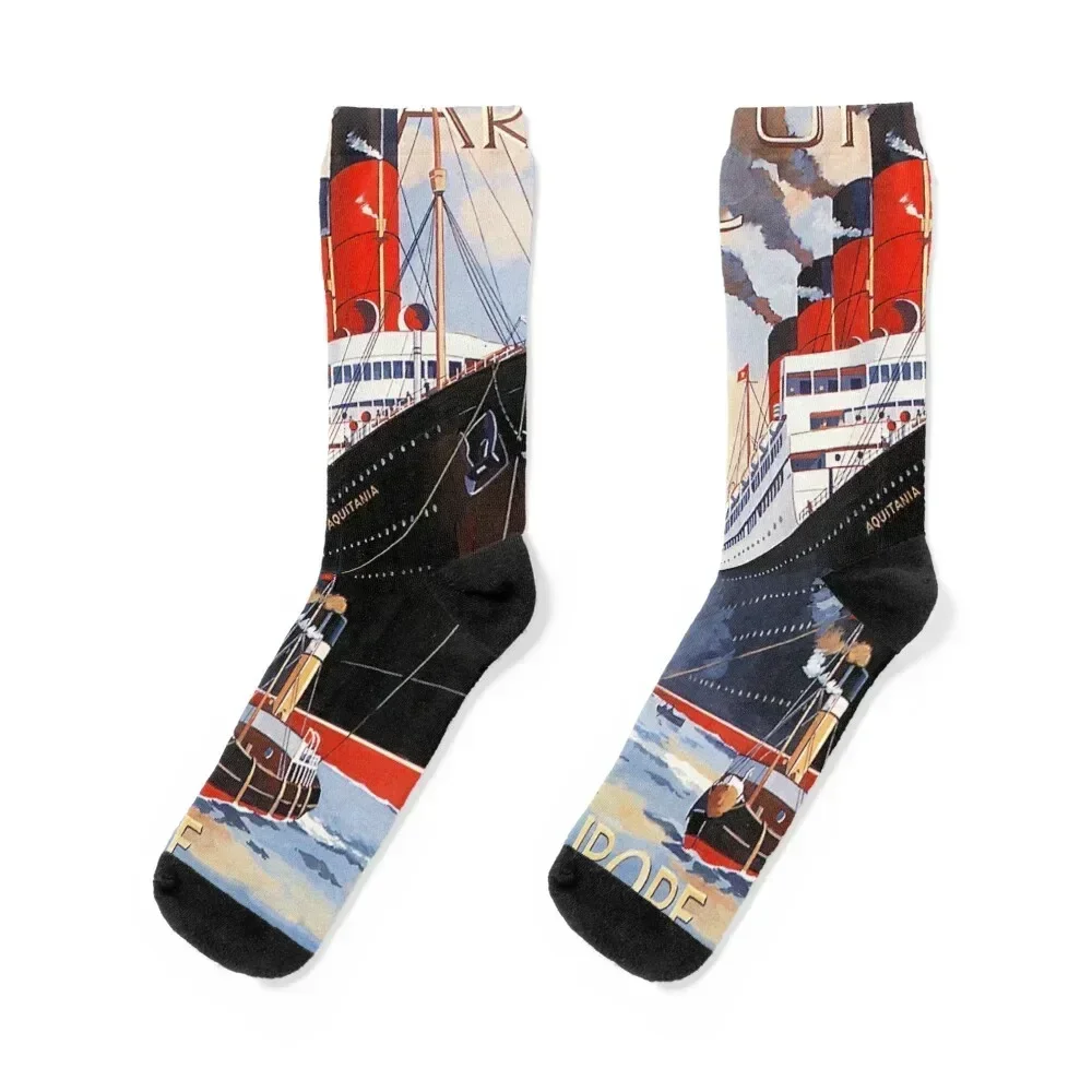 

CUNARD OCEAN LINER AQUITANIA Socks Stockings compression Rugby cute Men's Socks Luxury Women's