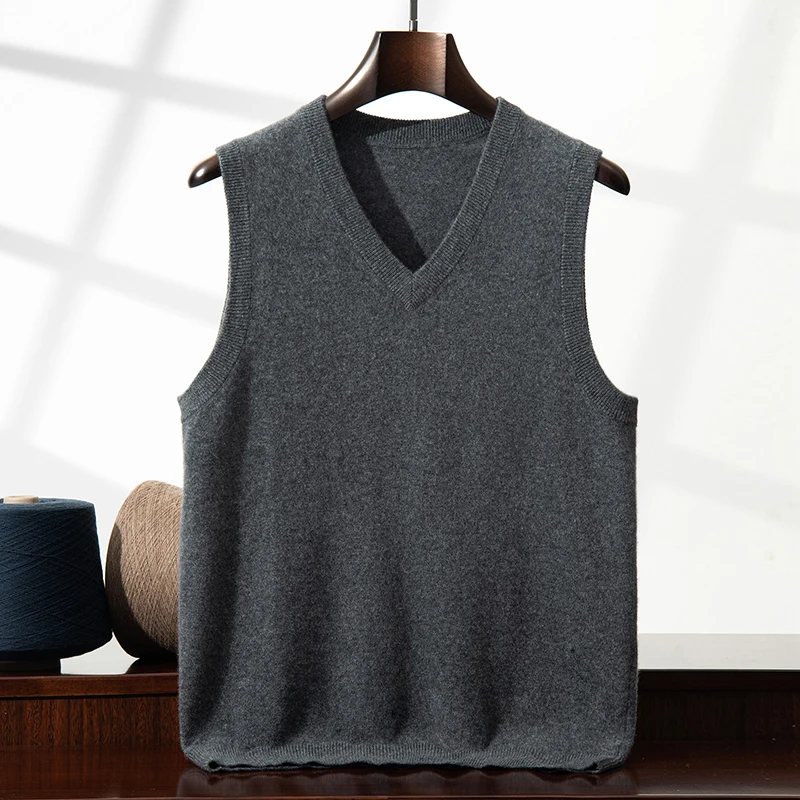 Men's V-Neck Pullover Sleeveless Vest 100% Pure Cashmere Soft Fashionable Casual Base Sweater 2026 New view 4
