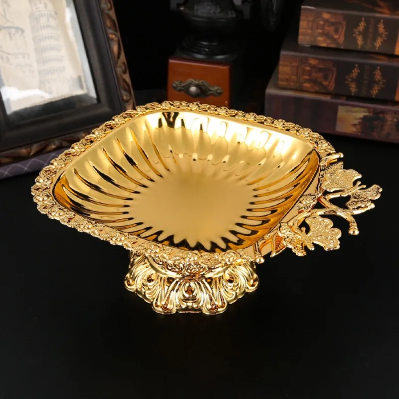 New European high-footed butterfly fruit plate Home coffee table fruit plate Elegant light luxury fruit basket Metal handicraft