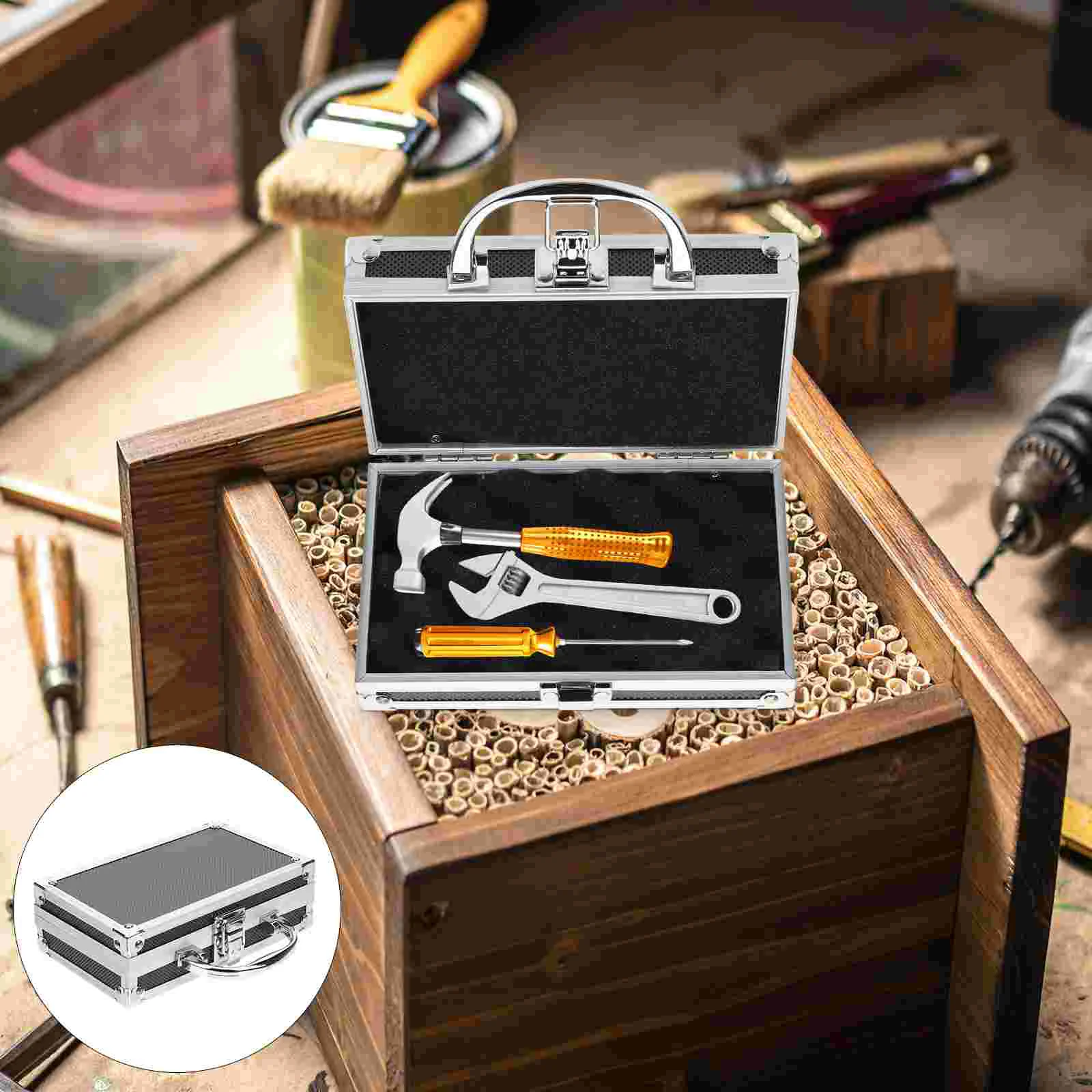 

Storage Box Toolbox Travel Technician Bag Aluminum Alloy Metal Handle Tools Case